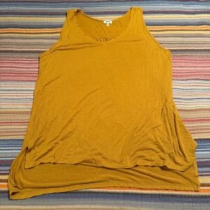 BKE Womens Mustard Yellow Slub Knit Scoop Neck High Low Tank Top Size XL